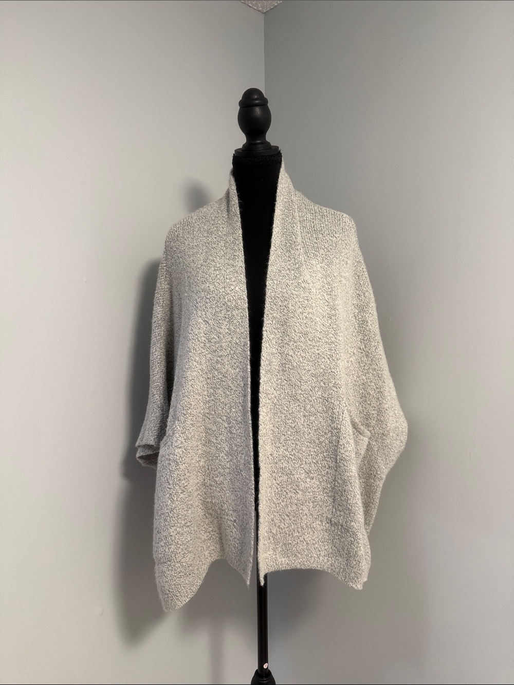 LOFT Light Gray Open-Front Cozy Cardigan Poncho